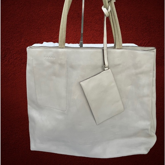 Large stone color Prada tote - Picture 1 of 8